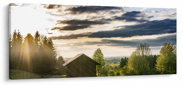 Obraz lesnej chaty (120x50 cm)