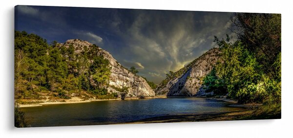 Obraz krajiny s jazerom (120x50 cm)