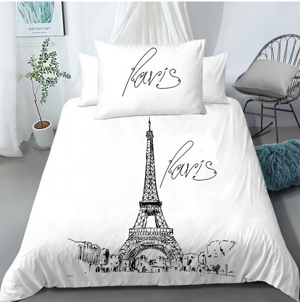 Svietiace obliečky bavlnené Deluxe 3D deň v Paríži noc v Londýne 200x140cm+90x70cm TiaHome