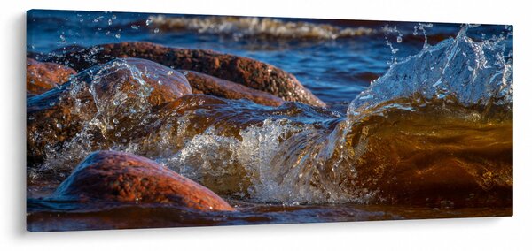 Detailný obraz - voda medzi kameňmi (120x50 cm)