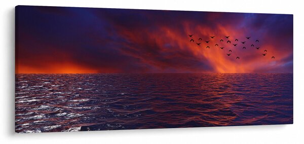 Obraz mora s vtákmi (120x50 cm)