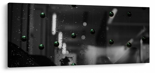 Abstraktný obraz - zelené guličky (120x50 cm)