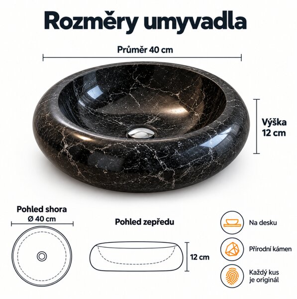 Kamenné umývadlo Ferox Black