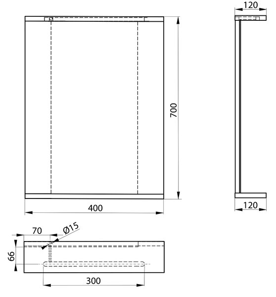 Aqualine Aqualine, KORIN zrkadlo s LED osvetlením 40x70x12cm, KO345S
