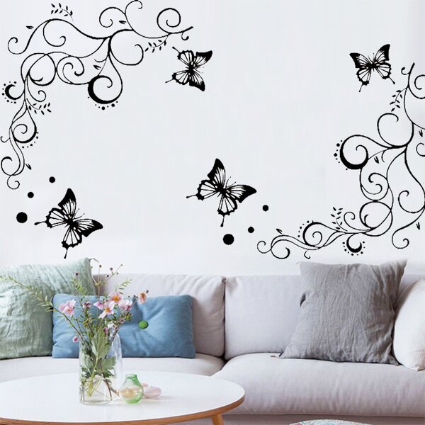 Samolepka na stenu "Ornament s motýľmi" 120x90 cm