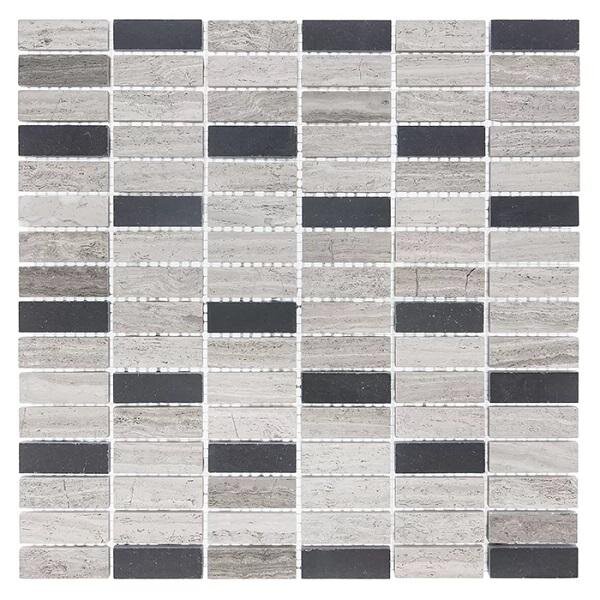 DUNIN - Woodstone GREY block mix 48 Mramorové mozaiky DUNIN (30,5 x 30,5 cm)