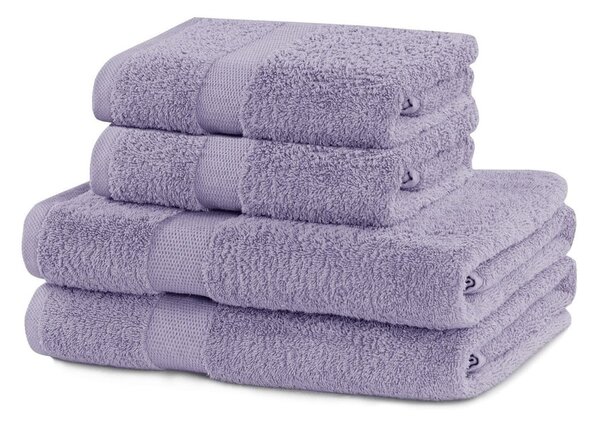 Froté bavlnené uteráky a osušky v levanduľovej farbe v súprave 4 ks Marina – DecoKing
