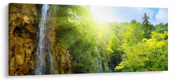 Obraz - vodopády v pralese (120x50 cm)