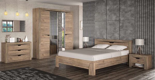 Manželská posteľ s roštom Soraya LB-160 160x200 cm - dub tabaco / wenge