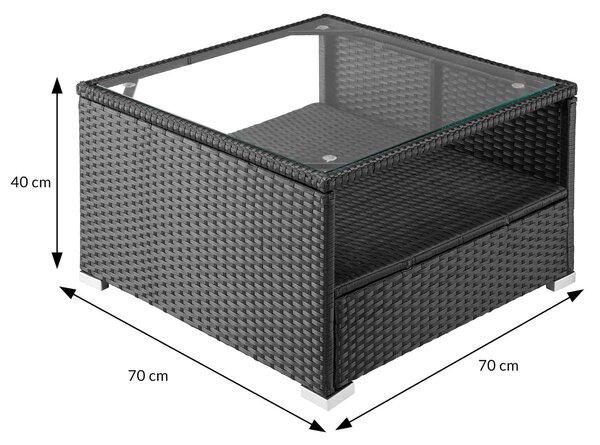 Záhradný ratanový set XXL - čierna/krémové podušky