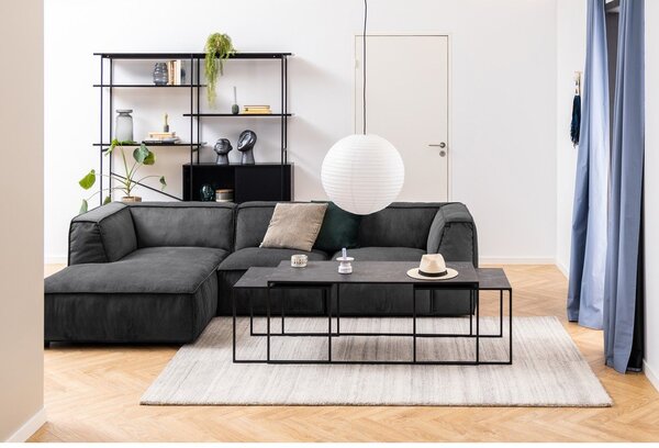 Matne čierne konferenčné stolíky v súprave 3 ks s doskou v dekore mramoru 60x120 cm Infinity – Actona