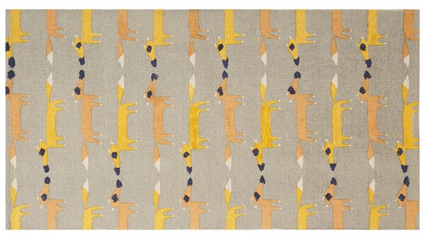 Detský koberec sivý 80 x 150 cm bavlna polyester nízky vlas so vzorom líšky behúň do detskej izby