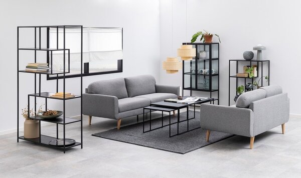 Matne čierne konferenčné stolíky v súprave 3 ks s doskou v dekore mramoru 60x120 cm Infinity – Actona