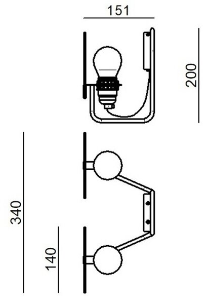 Stilnovo Bugia nástenné LED svetlo 2-pl., čierna