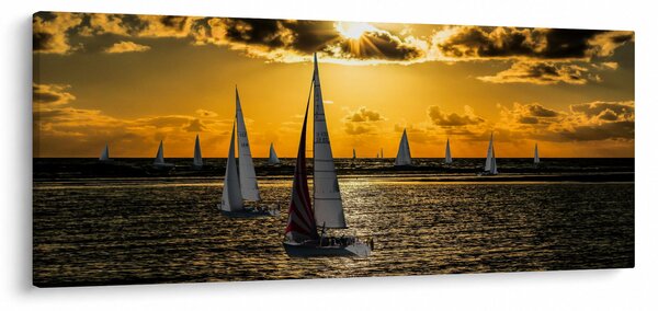 Obraz jachty v západe slnka (120x50 cm)