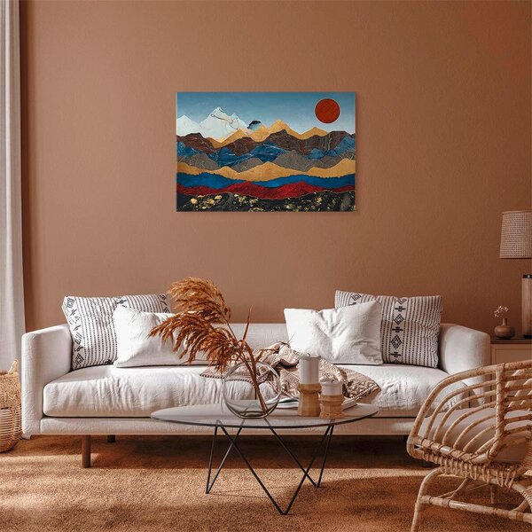 OBRAZ NA PLÁTNE, krajina a príroda, abstraktné, hory, štruktúry, 90/60/1,2 cm artgeist - Online Only bytové doplnky, Online Only