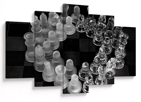 Obraz - čiernobiele šachy (150x105 cm)