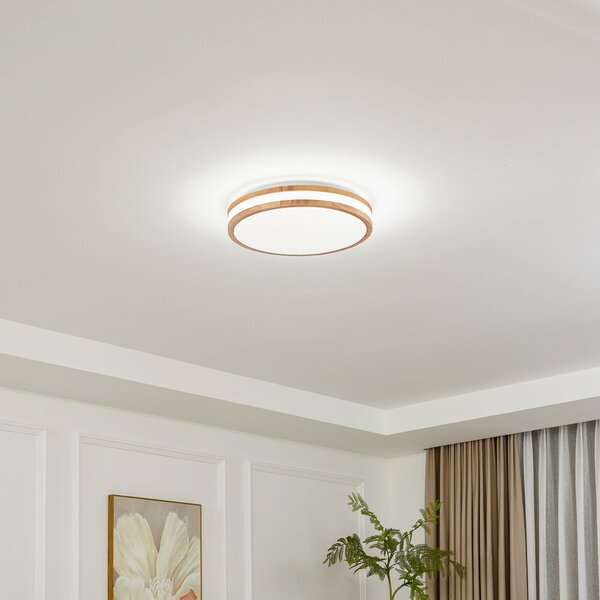 Stropné Lampa Lindby, Emiva, Drevo, Obývacia izba, Drevo, Moderný