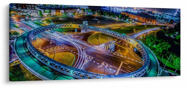 Obraz - panoráma nočného mesta (120x50 cm)
