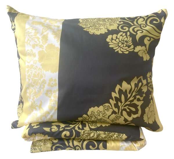 Obliečky bavlnený satén Flavio gold TiaHome - 1x Vankúš 90x70cm, 1x Paplón 140x200cm