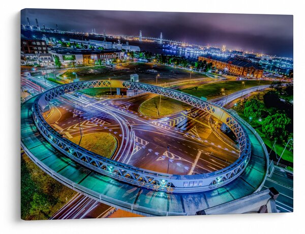 Obraz - panoráma nočného mesta (70x50 cm)