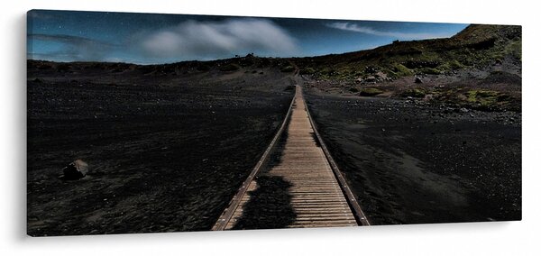 Obraz drevenej cesty za súmraku (120x50 cm)