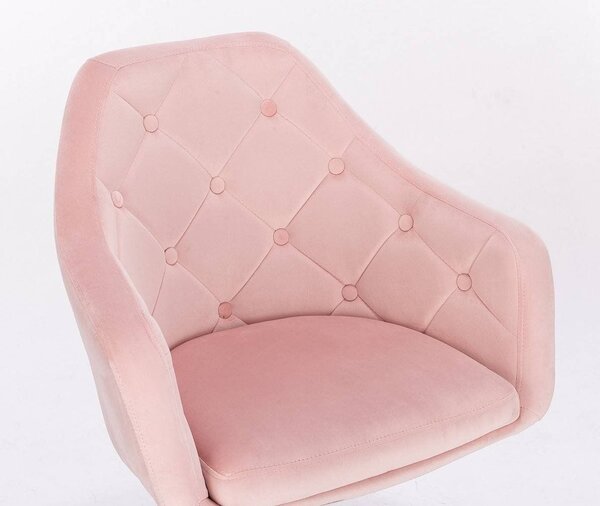 LuxuryForm DESIGN Kreslo ANDORA VELUR na striebornom tanieri - svetlo ružové