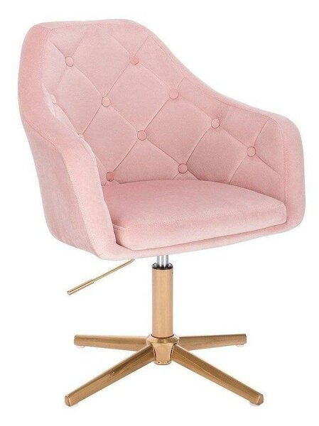 LuxuryForm DESIGN Kreslo ANDORA VELUR na zlatom kríži - svetlo ružové