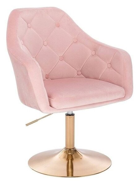 LuxuryForm DESIGN Kreslo ANDORA VELUR na zlatom tanieri - svetlo ružové