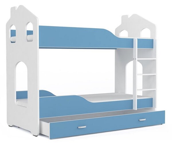 Detská posteľ PATRIK 2 Domek + matrac + rošt ZADARMO, 190x80 cm, šedá/modrá