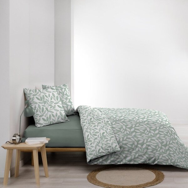 Biele/zelené obliečky na dvojlôžko/predĺžené z mikrovlákna 240x220 cm Sequoia – douceur d'intérieur