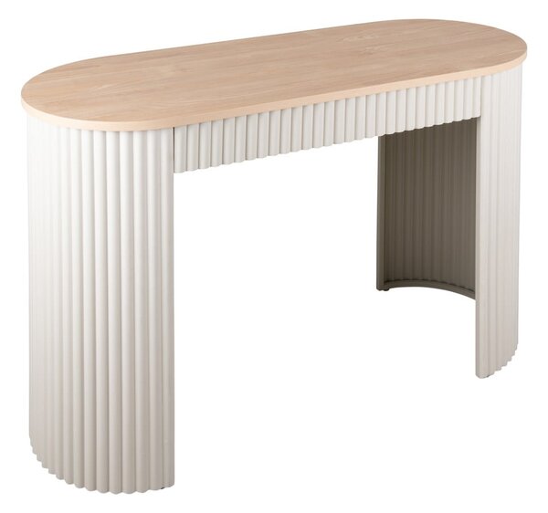 Béžový kovový konzolový stolík 40x100 cm Estriado – Leitmotiv