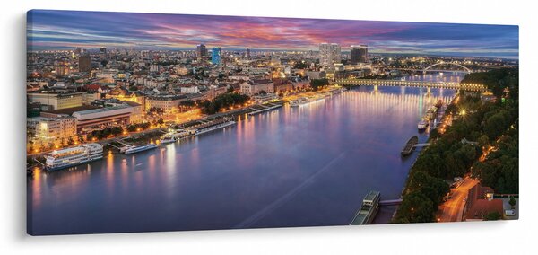 Obraz nočného mesta Bratislavy s riekou (120x50 cm)