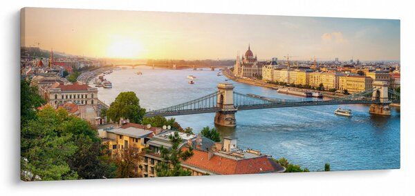 Obraz mesta Budapešť s riekou (120x50 cm)