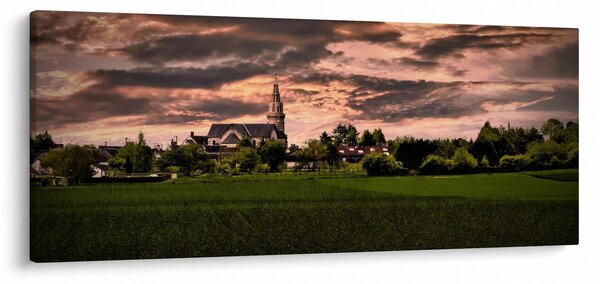 Obraz krajiny s kostolom (120x50 cm)