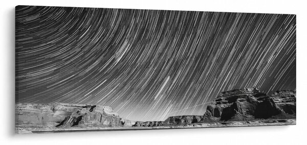 Čiernobiely obraz hviezdnej oblohy (120x50 cm)