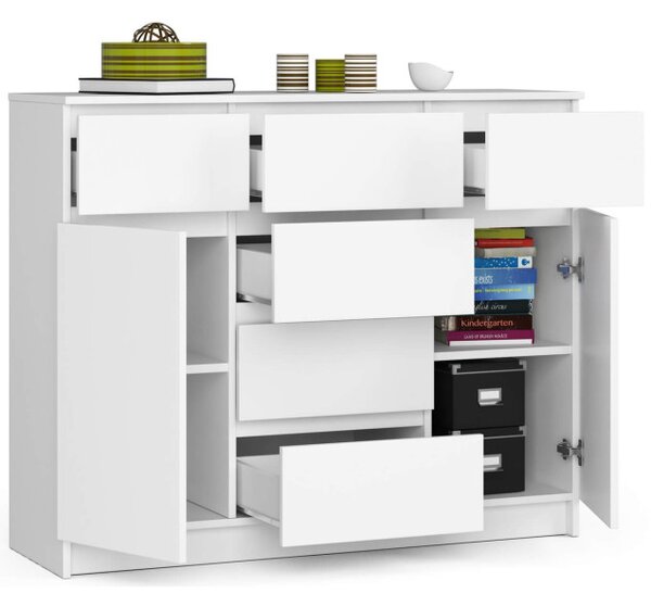 Komoda 120 cm K017 2D 6SZ biela