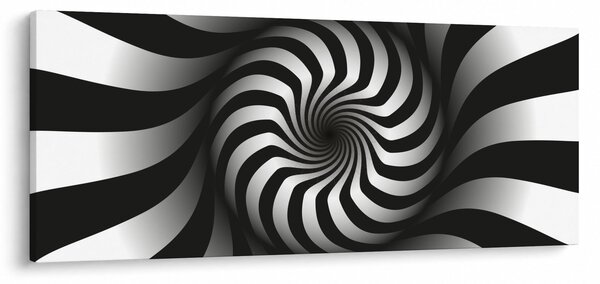 Abstraktný obraz čiernobiele špirály (120x50 cm)