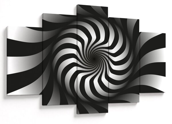 Abstraktný obraz čiernobiele špirály (150x105 cm)