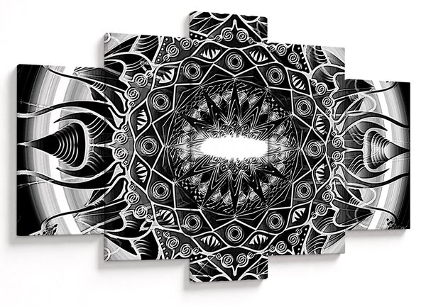 Obraz čiernobielych ornamentov (150x105 cm)