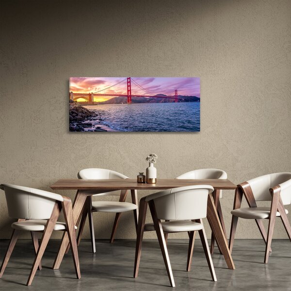 Obraz mosta pri západe slnka (120x50 cm)