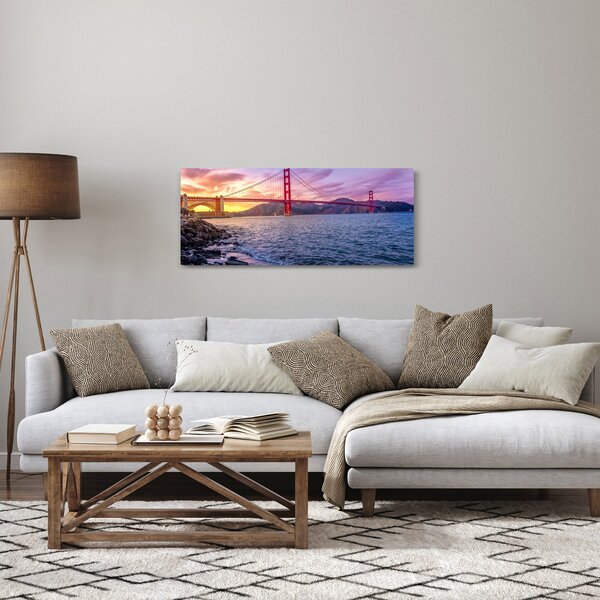 Obraz mosta pri západe slnka (120x50 cm)