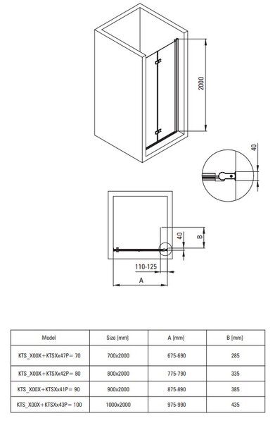 Deante Kerria Plus, skladacie sprchové dvere do otvoru 70x200cm, 6mm číre sklo s ActiveCover, chrómový profil, KTSX047P