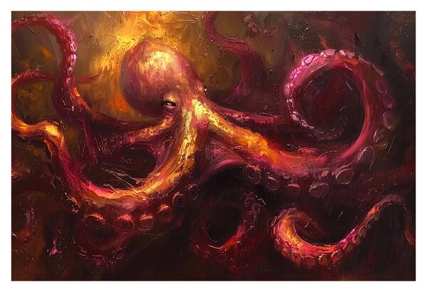 Obraz - Chobotnica, olejomaľba (90x60 cm)