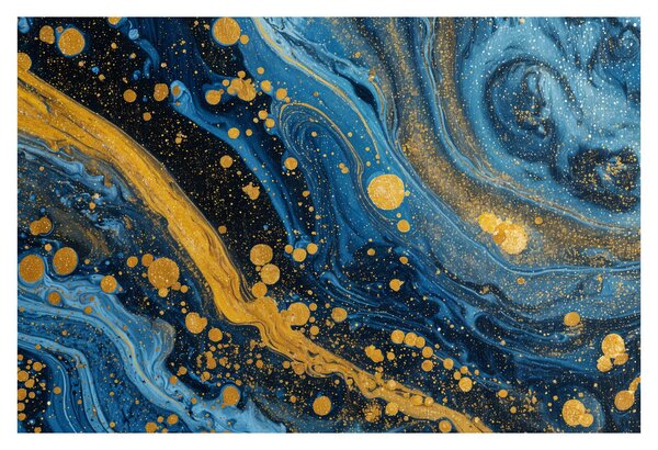 Obraz - Modrá abstrakcia so zlatom (90x60 cm)