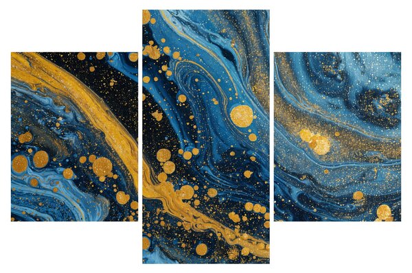 Obraz - Modrá abstrakcia so zlatom (90x60 cm)