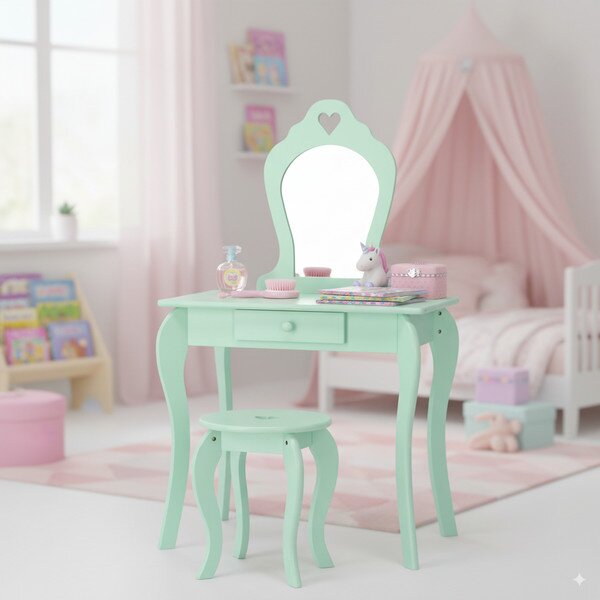 Detský toaletný stolík FAIRY DREAM mätový PHO3549
