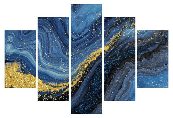 Obraz - Modro-zlatá abstrakcia (150x105 cm)