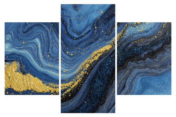 Obraz - Modro-zlatá abstrakcia (90x60 cm)