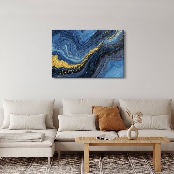 Obraz - Modro-zlatá abstrakcia (90x60 cm)